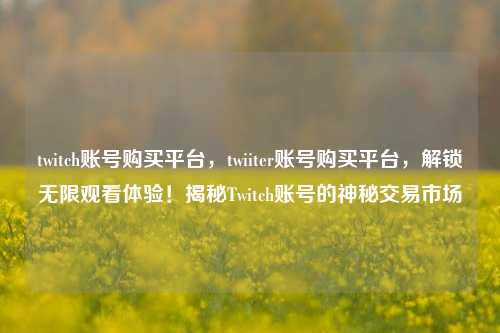 twitch账号购买平台，twiiter账号购买平台，解锁无限观看体验！揭秘Twitch账号的神秘交易市场
