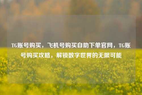 TG账号购买，飞机号购买自助下单官网，TG账号购买攻略，解锁数字世界的无限可能