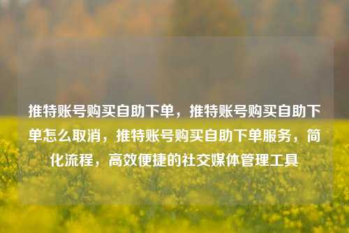 推特账号购买自助下单，推特账号购买自助下单怎么取消，推特账号购买自助下单服务，简化流程，高效便捷的社交媒体管理工具