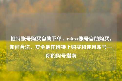推特账号购买自助下单，twitter账号自助购买，如何合法、安全地在推特上购买和使用账号—你的购号指南