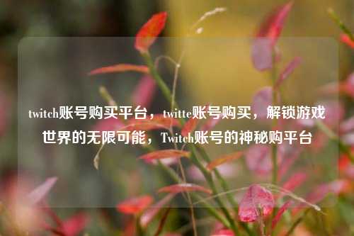 twitch账号购买平台，twitte账号购买，解锁游戏世界的无限可能	，Twitch账号的神秘购平台  第1张