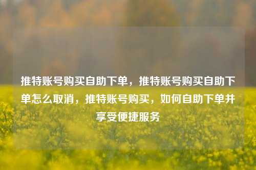 推特账号购买自助下单，推特账号购买自助下单怎么取消，推特账号购买，如何自助下单并享受便捷服务