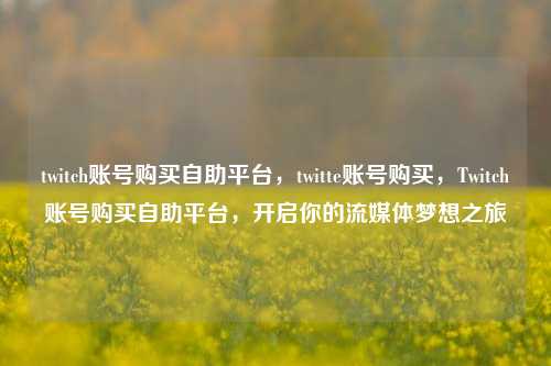 twitch账号购买自助平台，twitte账号购买，Twitch账号购买自助平台，开启你的流媒体梦想之旅