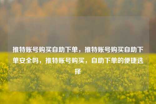 推特账号购买自助下单，推特账号购买自助下单安全吗，推特账号购买，自助下单的便捷选择