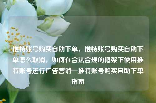 推特账号购买自助下单，推特账号购买自助下单怎么取消，如何在合法合规的框架下使用推特账号进行广告营销—推特账号购买自助下单指南