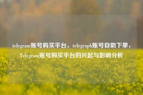 telegram账号购买平台，telegraph账号自助下单，Telegram账号购买平台的兴起与影响分析