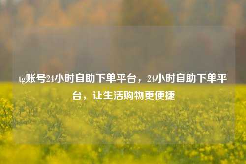 tg账号24小时自助下单平台，24小时自助下单平台，让生活购物更便捷