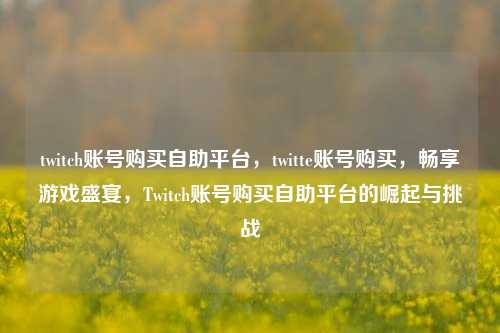twitch账号购买自助平台，twitte账号购买，畅享游戏盛宴，Twitch账号购买自助平台的崛起与挑战