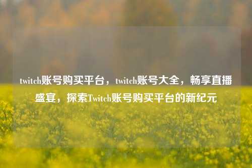 twitch账号购买平台，twitch账号大全，畅享直播盛宴，探索Twitch账号购买平台的新纪元