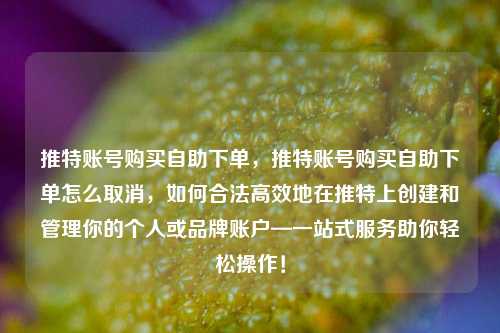 推特账号购买自助下单，推特账号购买自助下单怎么取消，如何合法高效地在推特上创建和管理你的个人或品牌账户—一站式服务助你轻松操作！
