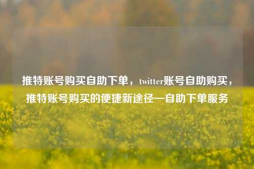推特账号购买自助下单，twitter账号自助购买，推特账号购买的便捷新途径—自助下单服务