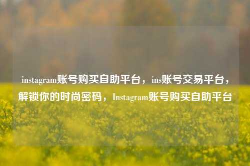 instagram账号购买自助平台，ins账号交易平台	，解锁你的时尚密码，Instagram账号购买自助平台  第1张