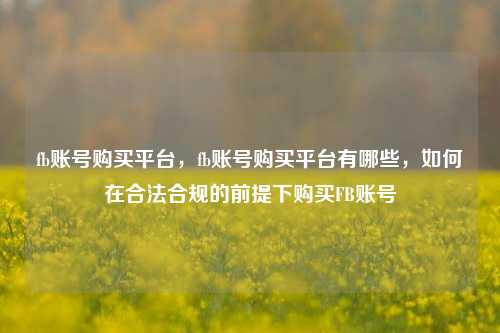 fb账号购买平台，fb账号购买平台有哪些	，如何在合法合规的前提下购买FB账号  第1张