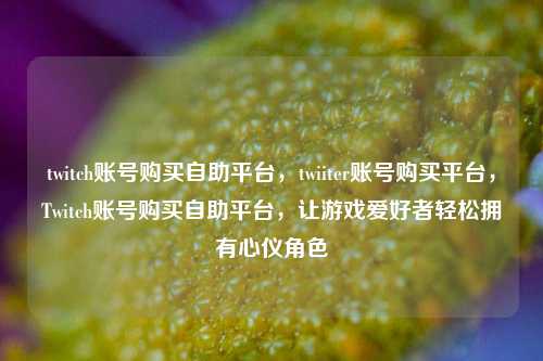 twitch账号购买自助平台，twiiter账号购买平台，Twitch账号购买自助平台，让游戏爱好者轻松拥有心仪角色